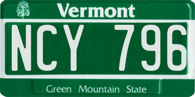 VT license plate NCY796