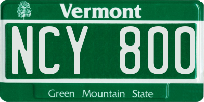 VT license plate NCY800