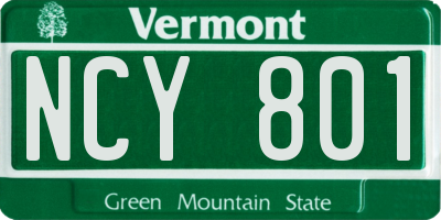 VT license plate NCY801