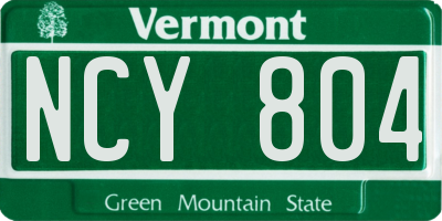 VT license plate NCY804