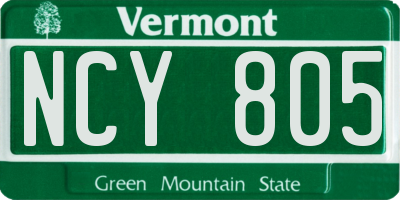 VT license plate NCY805