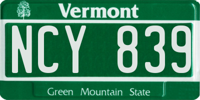 VT license plate NCY839