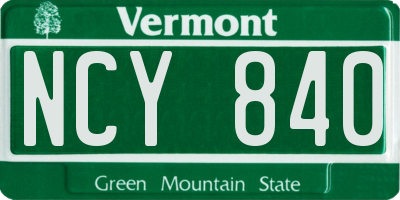 VT license plate NCY840