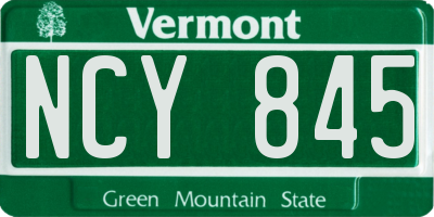 VT license plate NCY845