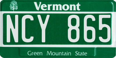 VT license plate NCY865