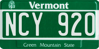 VT license plate NCY920