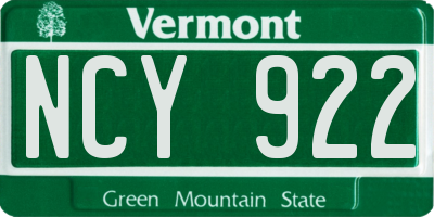 VT license plate NCY922