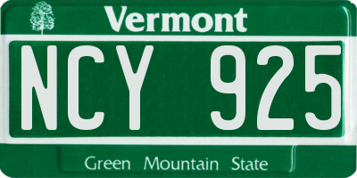 VT license plate NCY925