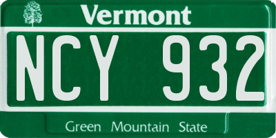 VT license plate NCY932