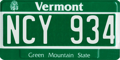 VT license plate NCY934