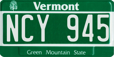 VT license plate NCY945