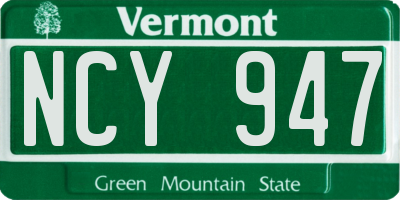 VT license plate NCY947