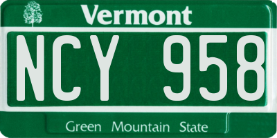 VT license plate NCY958
