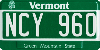 VT license plate NCY960