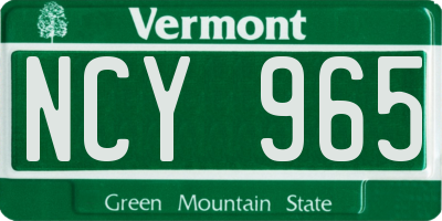 VT license plate NCY965