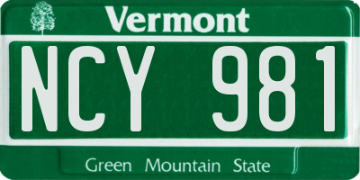 VT license plate NCY981