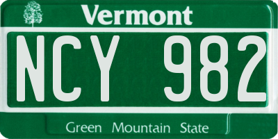 VT license plate NCY982