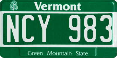 VT license plate NCY983
