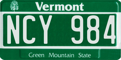 VT license plate NCY984