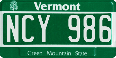 VT license plate NCY986