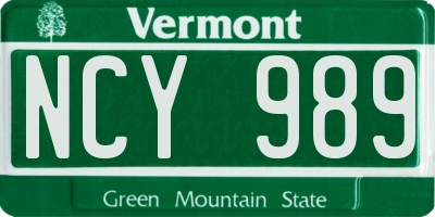 VT license plate NCY989
