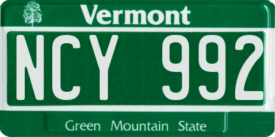 VT license plate NCY992