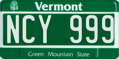 VT license plate NCY999