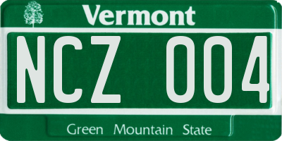 VT license plate NCZ004