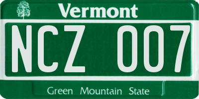 VT license plate NCZ007