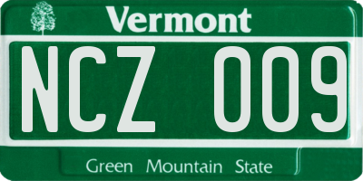 VT license plate NCZ009