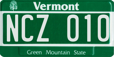 VT license plate NCZ010