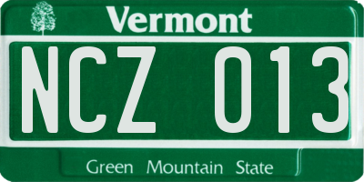 VT license plate NCZ013