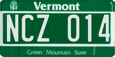 VT license plate NCZ014