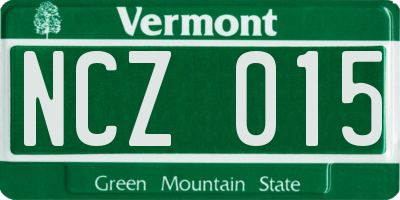 VT license plate NCZ015