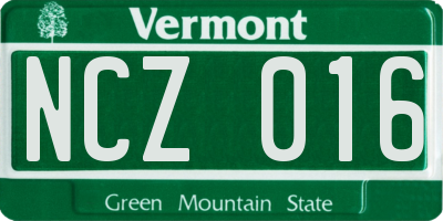 VT license plate NCZ016