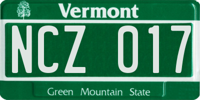 VT license plate NCZ017