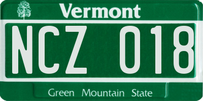VT license plate NCZ018