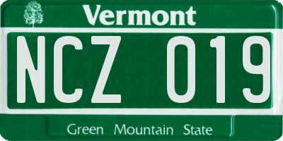 VT license plate NCZ019