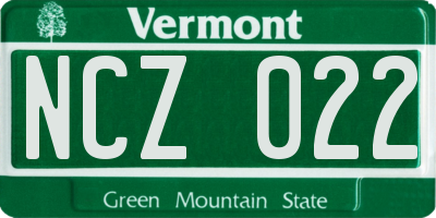 VT license plate NCZ022