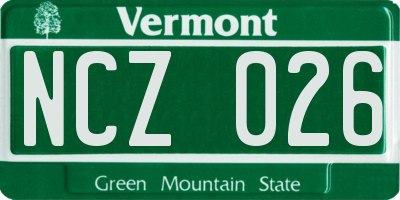 VT license plate NCZ026