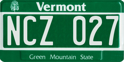 VT license plate NCZ027