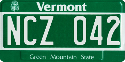 VT license plate NCZ042