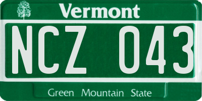VT license plate NCZ043