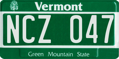 VT license plate NCZ047