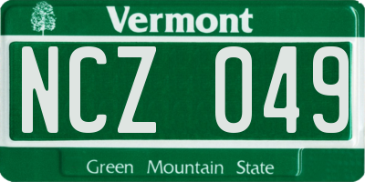 VT license plate NCZ049