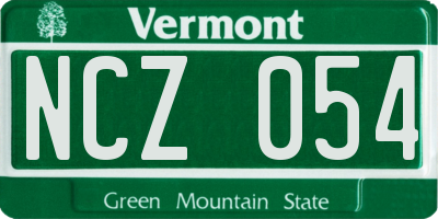 VT license plate NCZ054