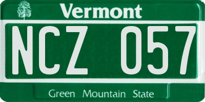 VT license plate NCZ057