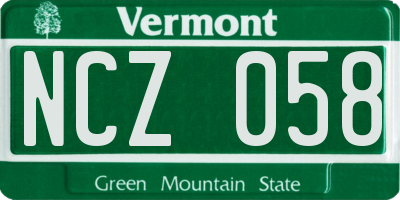 VT license plate NCZ058