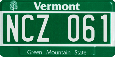 VT license plate NCZ061