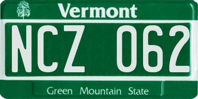 VT license plate NCZ062